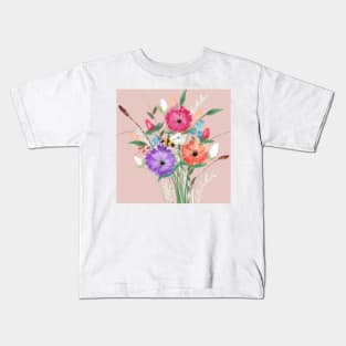 Rose Gold Floral Bouquet Kids T-Shirt